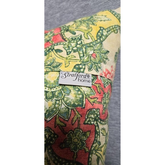 Stratford Home Decorative Accent Pillow 16"  Yellow Coral Green - Picture 2 of 13